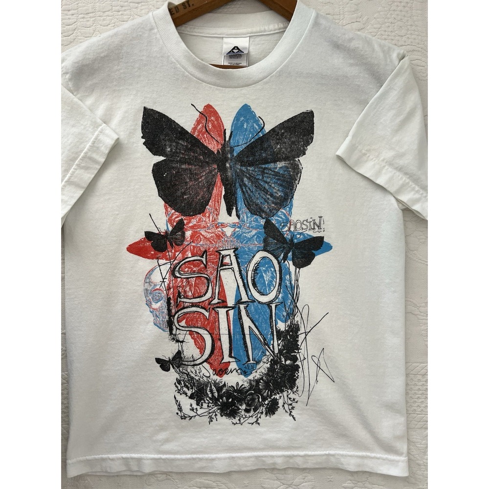 Y2K Saosin Band T-Shirt M Emo Rock Post hardcore Moth Skull Myspace Era Vintage